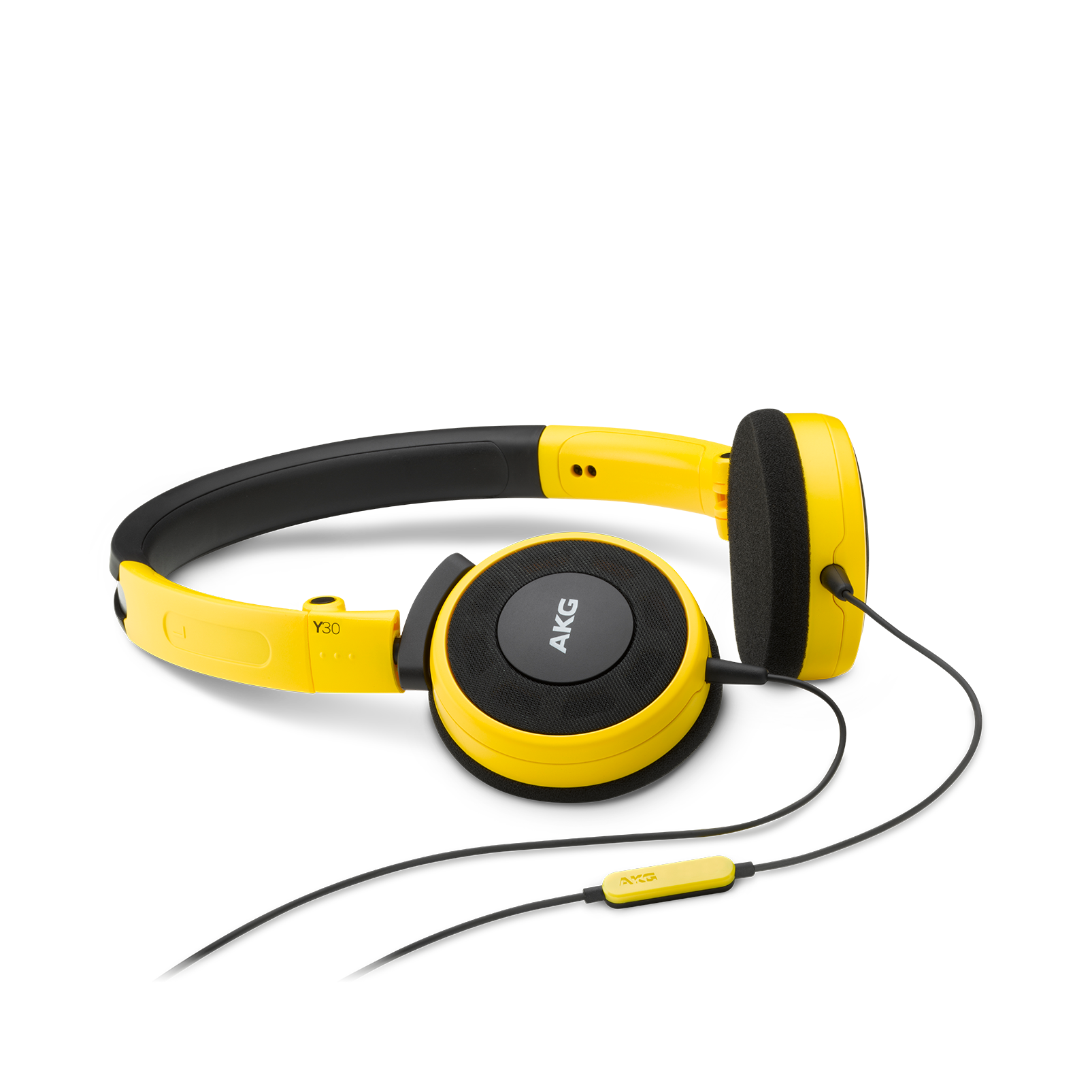Y 30 - Yellow - Stylish, uncomplicated, foldable headphones with 1 button universal remote/mic - Hero